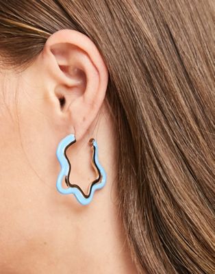 Liars & Lovers blue and gold squiggle hoop earrings
