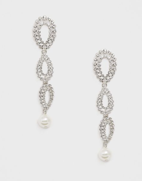 Liars & Lovers - Boucles d'oreilles à pendentif avec strass et perle
