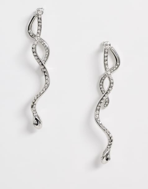 Liars & Lovers - Boucles d'oreilles motif serpents avec cristaux - Argent