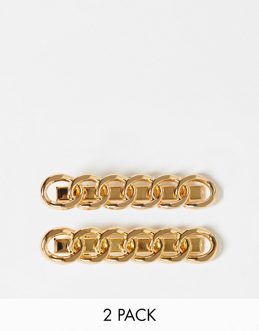 Liars & Lovers chain 2 x multipack hair slides in gold