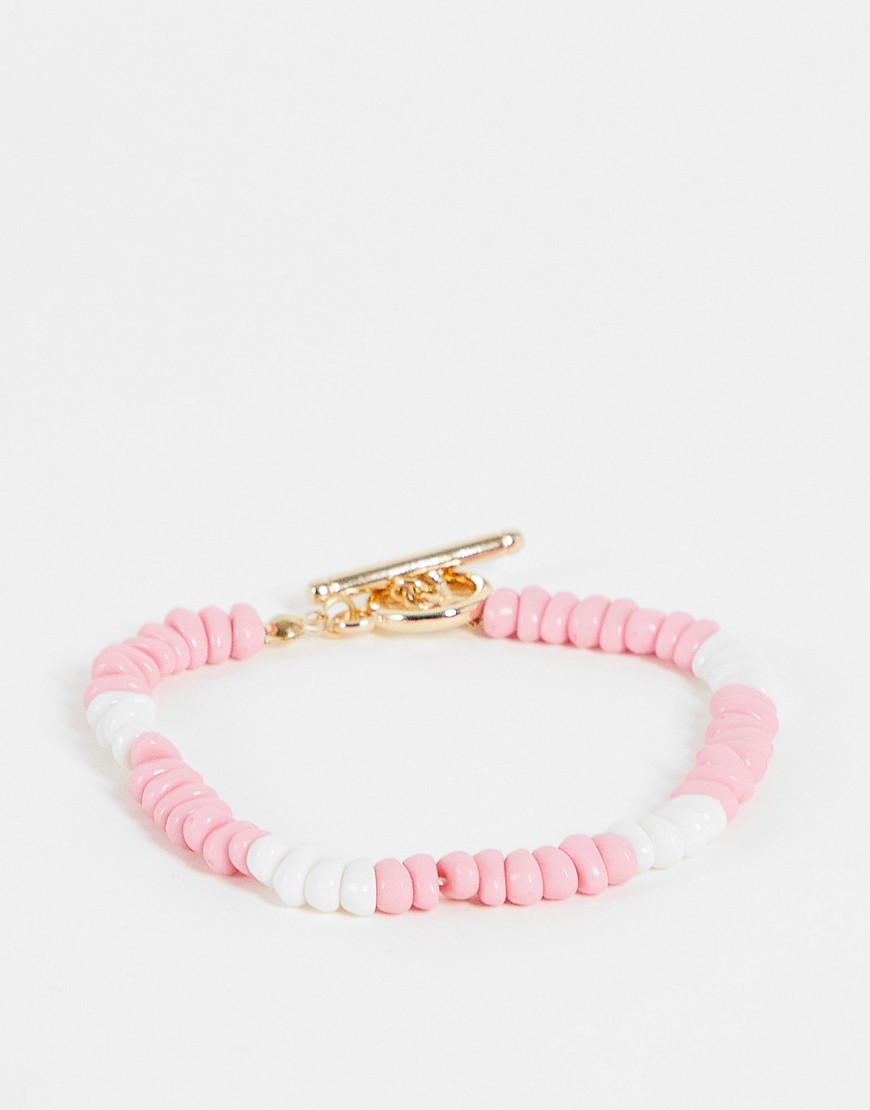 Liars & Lovers Chippings T Bar Bracelet In Pink And Gold
