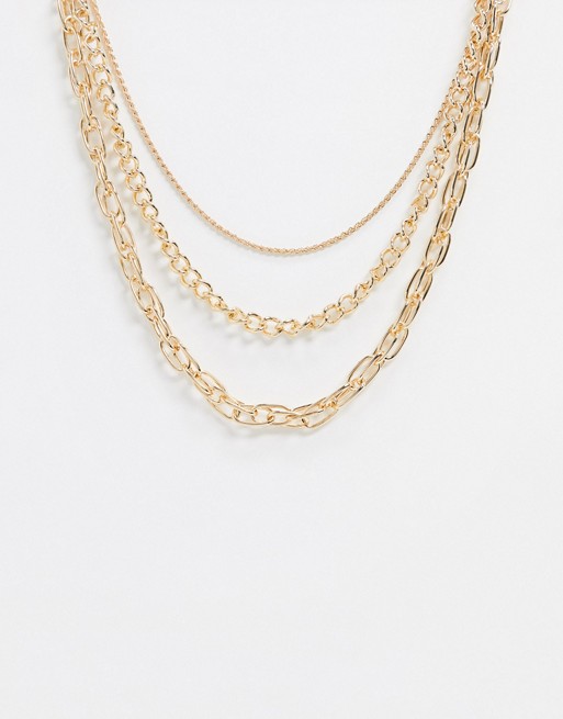 Liars & Lovers chunky and fine mix multi layer necklace in gold