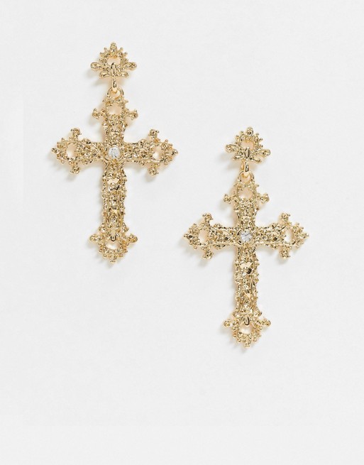 Liars & Lovers cross earrings in gold