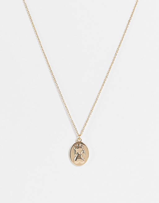Liars & Lovers engraved body pendant necklace in gold