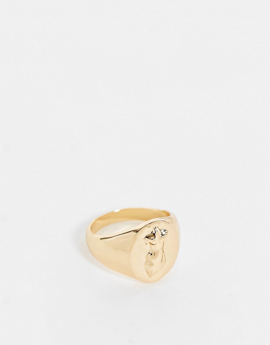 Liars & Lovers Engraved Body Signet Ring In Gold