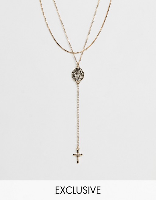 Liars & Lovers Exclusive coin & cross pendant layering necklace