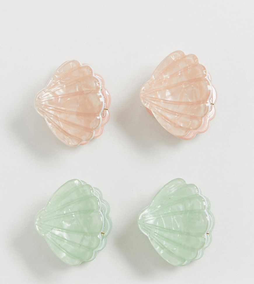 Liars & Lovers Exclusive mini resin shell hair clips in pastel-Multi
