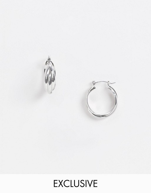 Liars & Lovers Exclusive mini twisted hoop earrings in silver