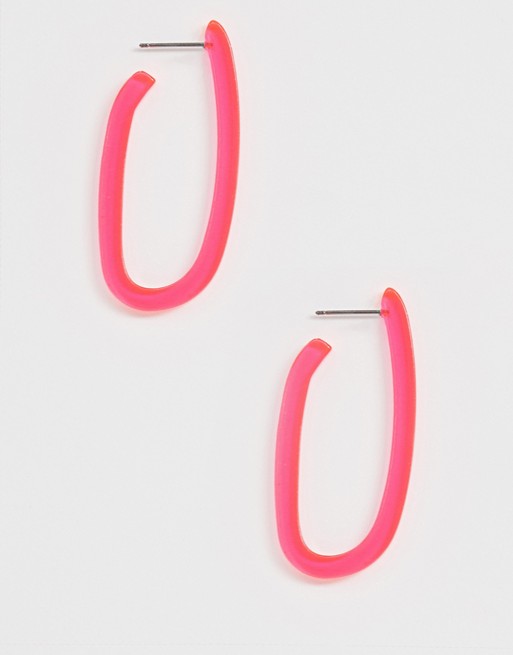 Liars & Lovers Exclusive neon pink resin hoop earrings