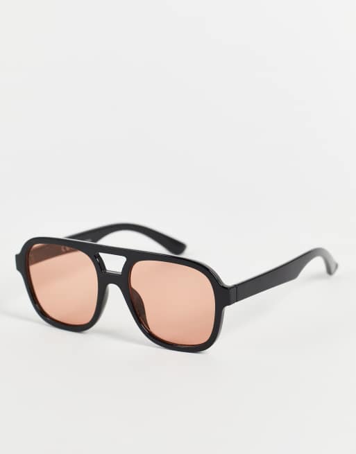 Liars & Lovers - Firkantede solbriller med orange glas
