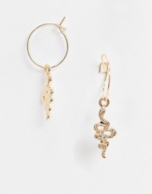 Liars & Lovers Liars & Lovers gold hoop earrings with snake charm in gold