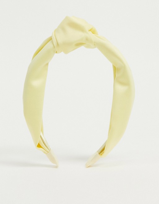 Liars & Lovers headband with twist knot detail in lemon yellow