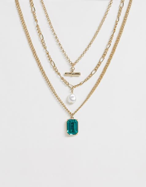 Liars & Lovers – Mehrreihige Halskette in Gold mit Perlen