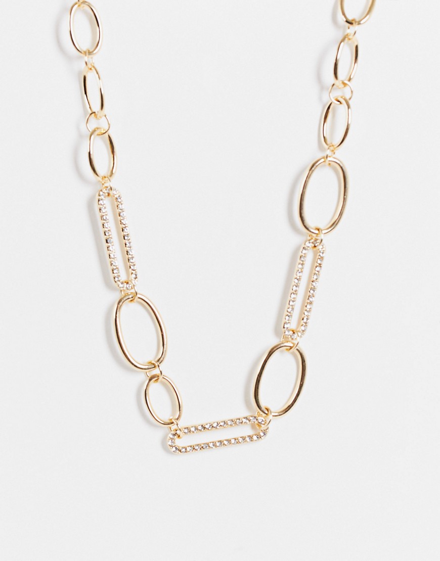 Liars & Lovers mixed pave oversized link chain necklace in gold