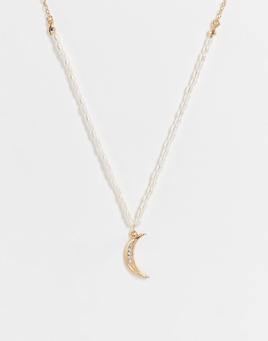 Liars & Lovers moon pearl necklace-Gold