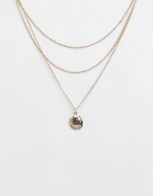 Liars & Lovers multi chain gold shell necklace