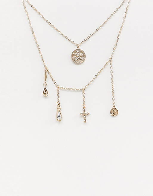 Liars & Lovers multi drop gold charm necklace