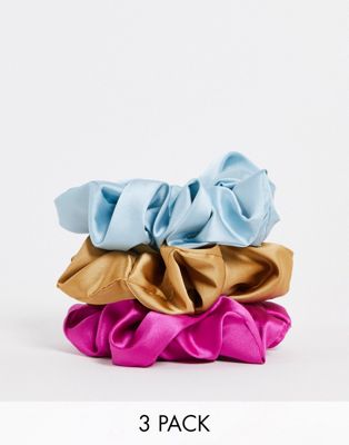 Liars & Lovers pack of 3 brown and pink scrunchies - ASOS Price Checker