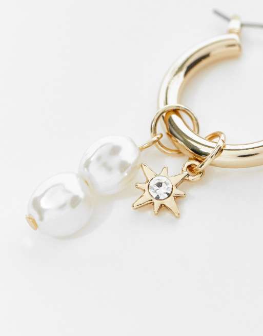 Liars & Lovers pack of 5 pearl and sun hoop earrings in gold tone, 2 of 4