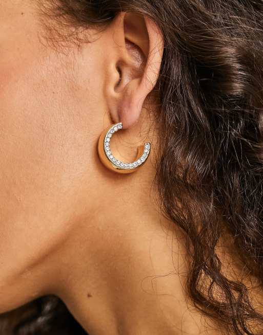 Liars & Lovers pave edge chunky huggy hoop earrings in gold