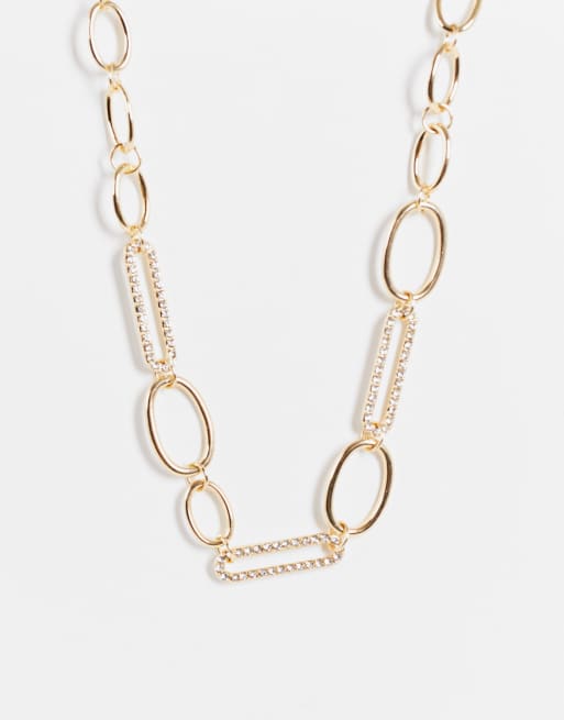 Liars & Lovers - Pavé halsketting met gemixte oversized schakels in goud