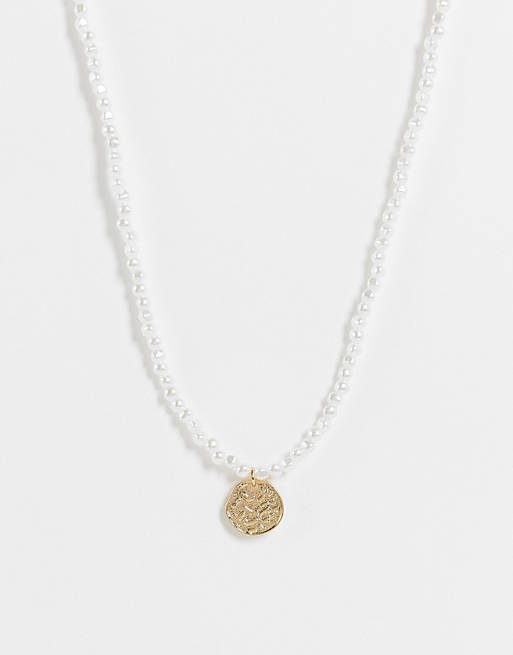 Liars & Lovers pearl and coin pendant necklace in gold