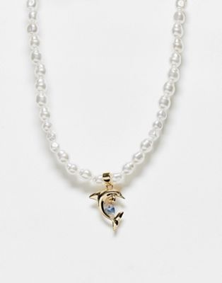 Liars & Lovers pearl dolphin chain necklace in gold