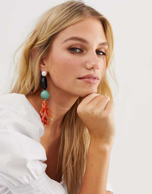 Coral deals statement earrings