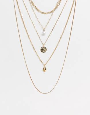 Liars & Lovers Liars & Lovers shell & coin extreme layering necklace-Gold