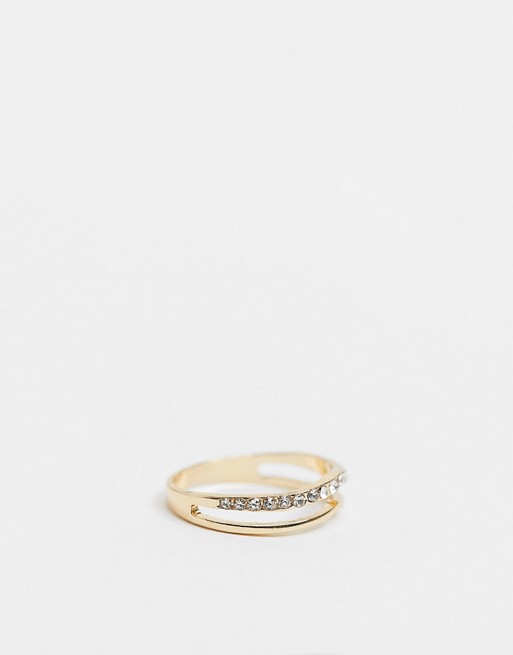 Liars & Lovers stacking effect ring in gold with pave