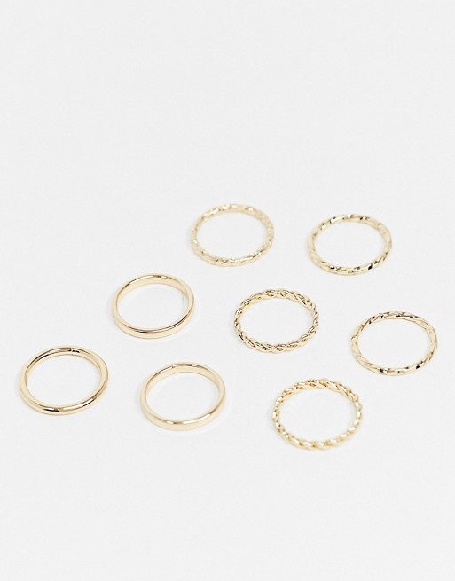 Liars & Lovers stacking rings multipack x 8 in gold