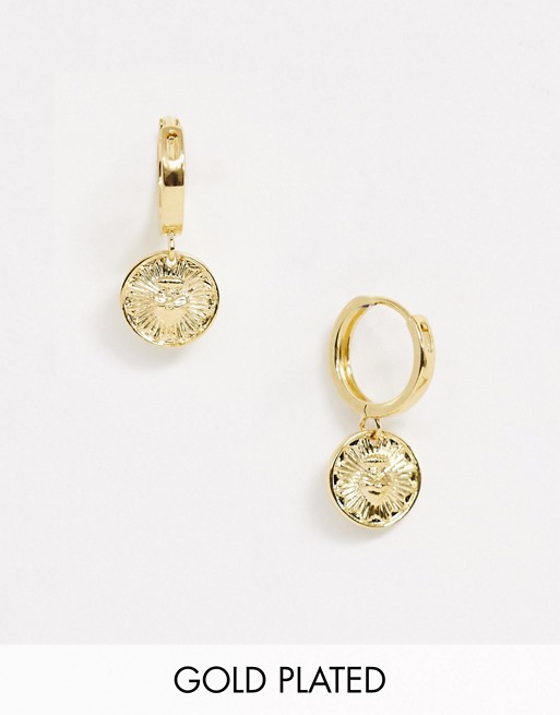Liars the Label huggie hoop earrings in gold plated with coin