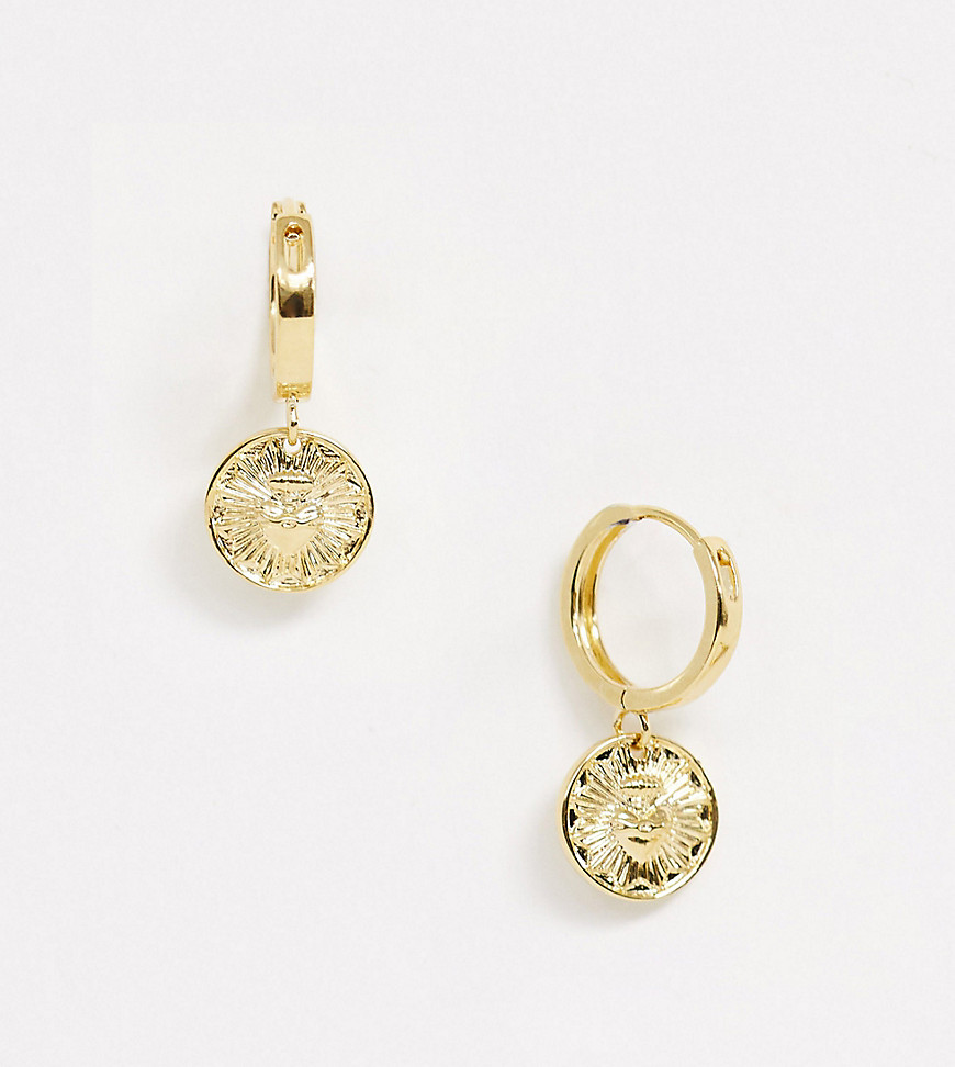 Liars the Label huggie hoop earrings in gold plated with coin