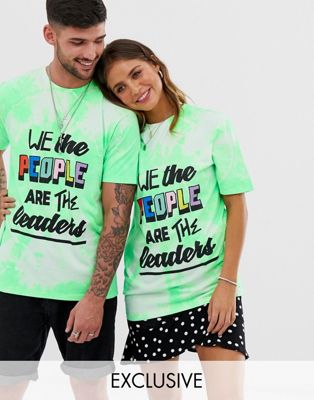 LIFE IS BEAUTIFUL - Oversized uniseks tie-dye T-shirt met print-Groen