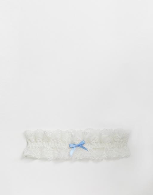 Liga de novia en blanco y azul presentada en bolsa de Bluebella, 2 de 4