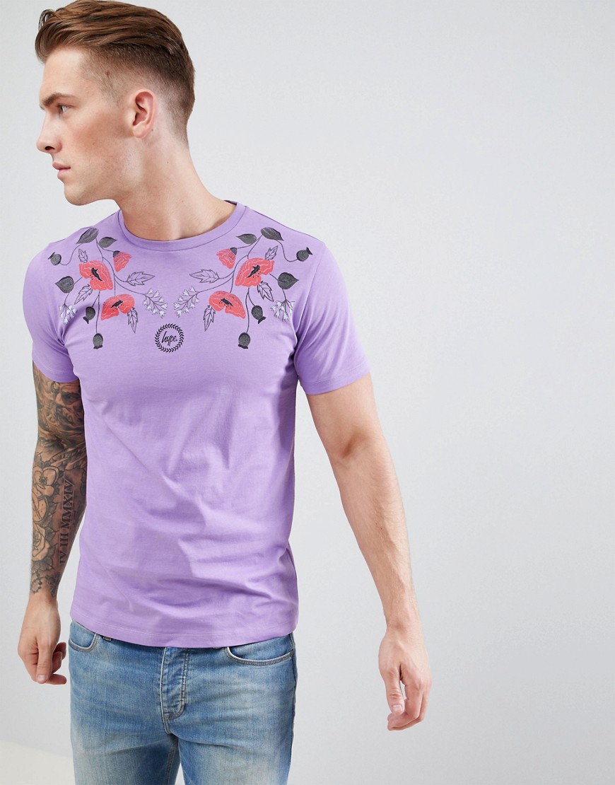 Lilla T-shirt med rosenprint fra Hype