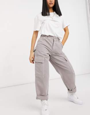 фото Лилово-розовые oversized-брюки карго с карманами в утилитарном стиле asos design petite-розовый цвет asos petite