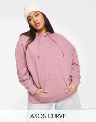 фото Лиловый oversized-худи бойфренда из органического хлопка asos design curve-фиолетовый asos curve