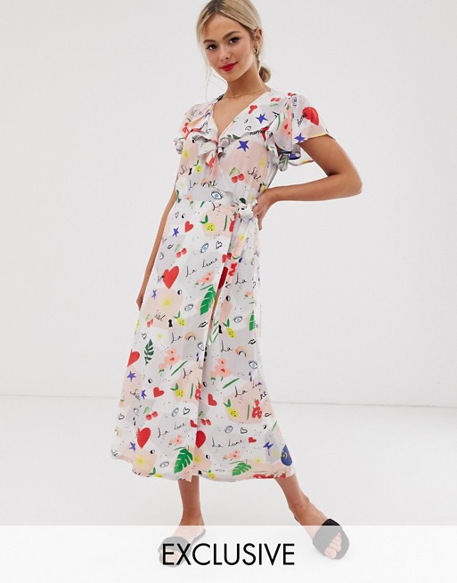 Lily & Lionel Exclusive maxi wrap dress in daydream