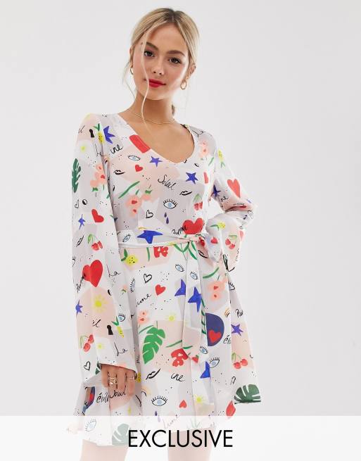 Lily Lionel Exclusive micro mini dress in daydream print