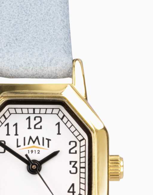 Limit 20mm octagonal gold watch in white | ASOS