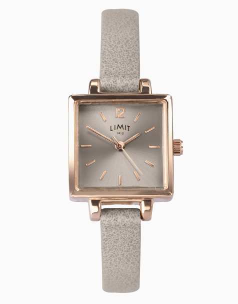Limit 22mm square rose gold watch in brown - view 1