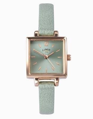 Limit 22mm Square Rose Gold Watch In Green