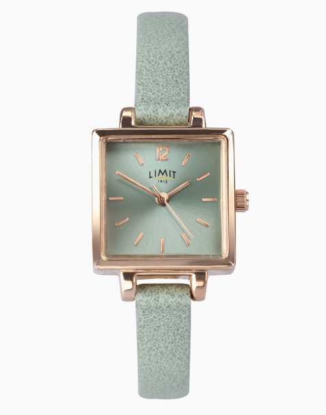 Limit 22mm square rose gold watch in green - view 1
