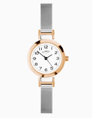 Limit 25mm round rose gold watch in white