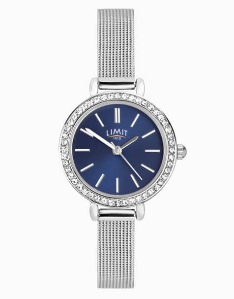 Limit 26mm ladies round blue analogue watch in silver - view 1