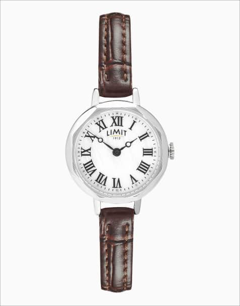 Limit 26mm womens octagonal silver analogue watch in brown - BROWN - view 1