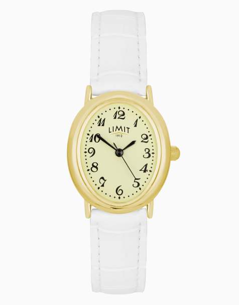 Limit 27mm oval gold watch in cream - view 1