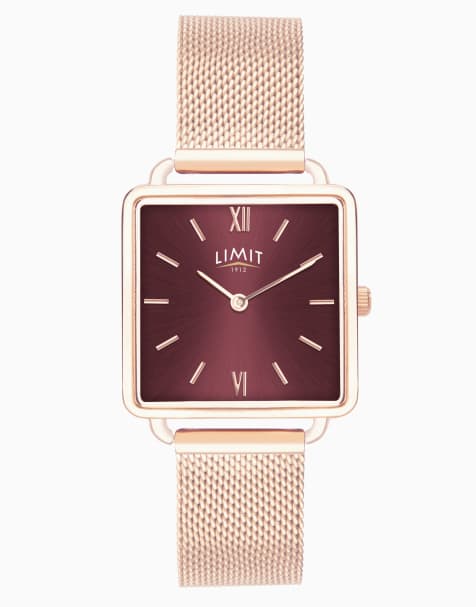Limit 29mm square rose gold watch in red - view 1