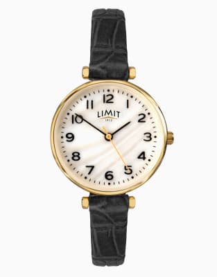 Limit 30mm round gold watch in white